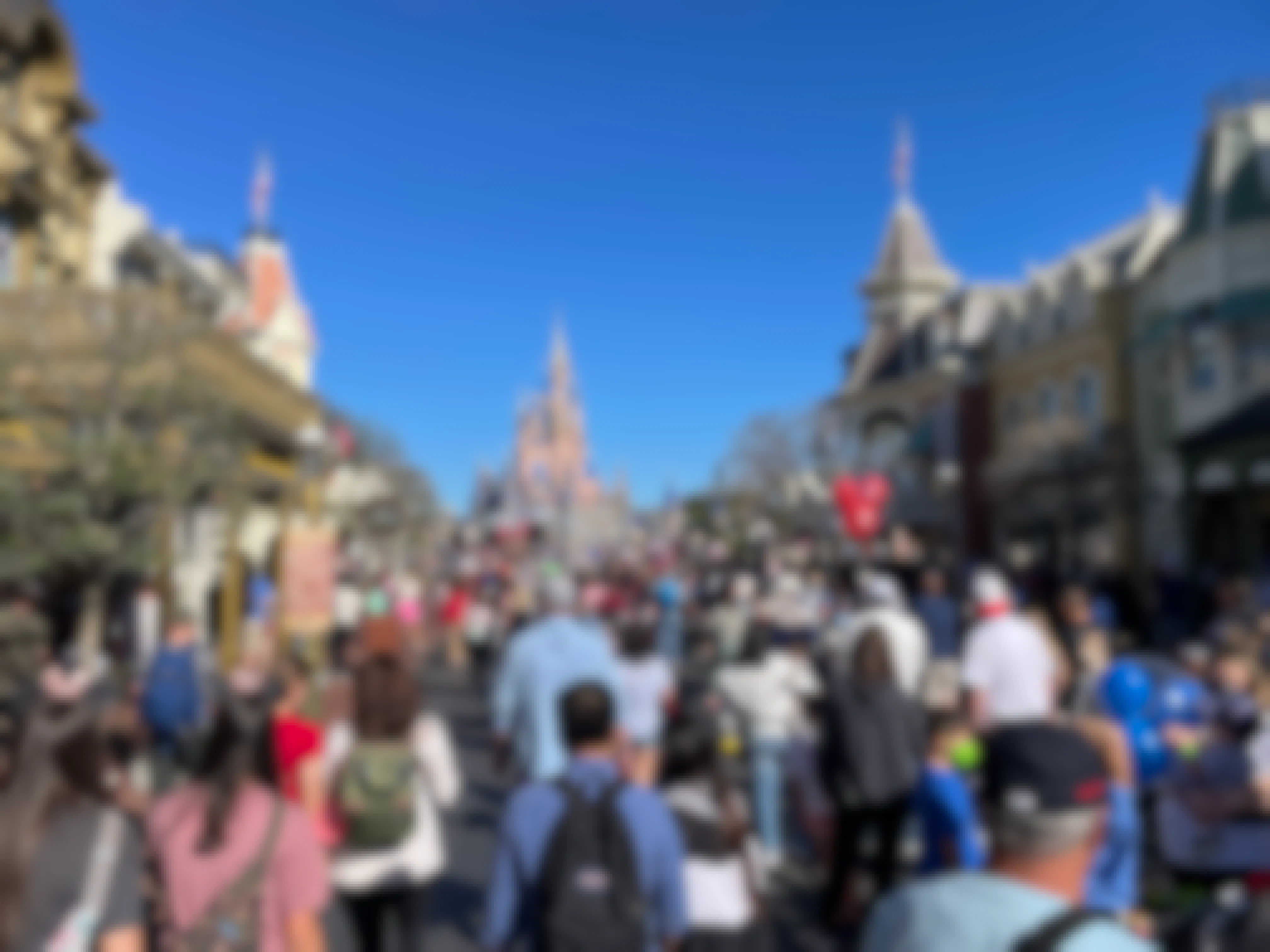 Crowded Main Street at Walt Disney World's Magic Kingdom