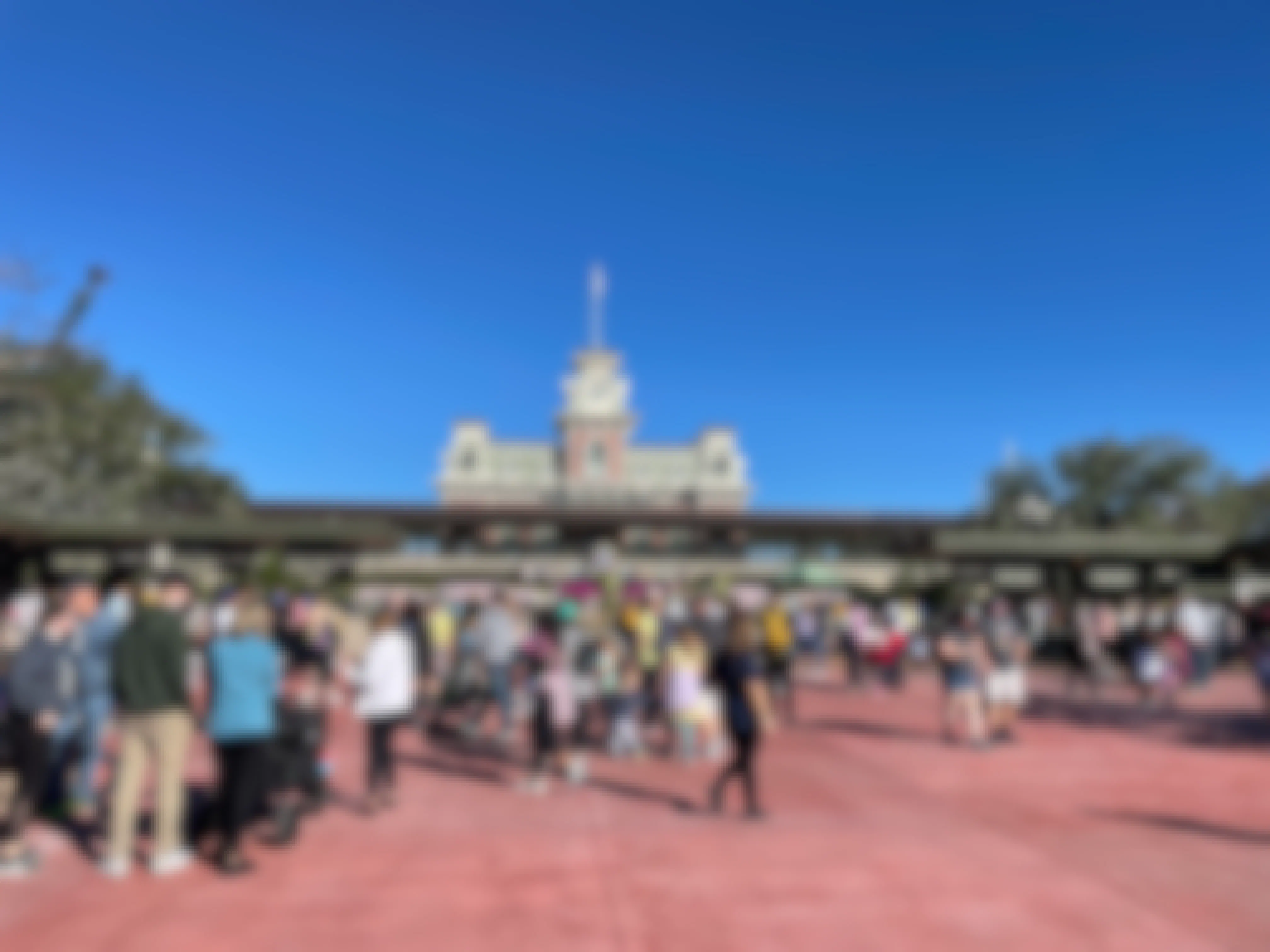 Crowded entryway at Walt Disney World's Magic Kingdom