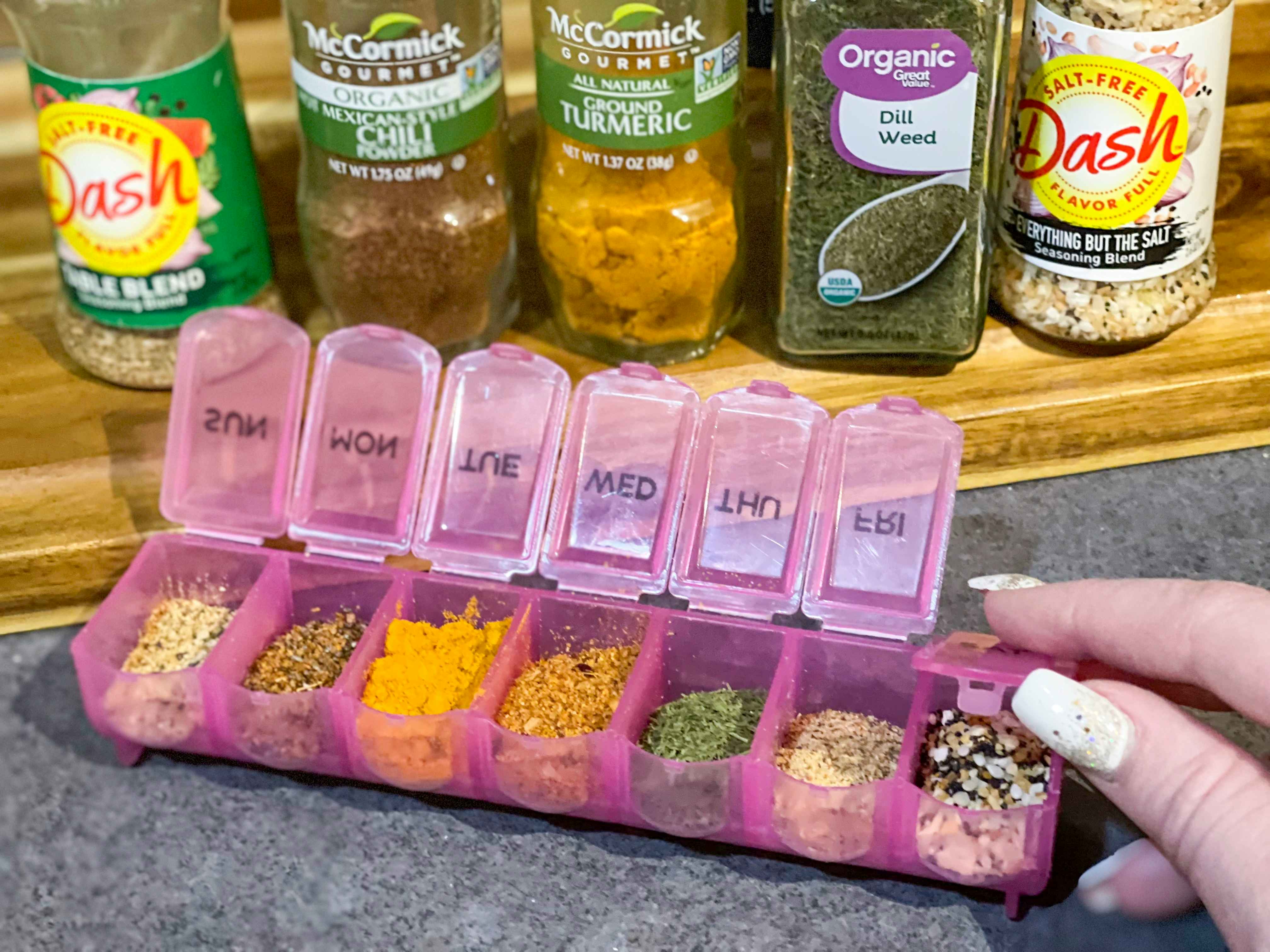 spices put into pill holder