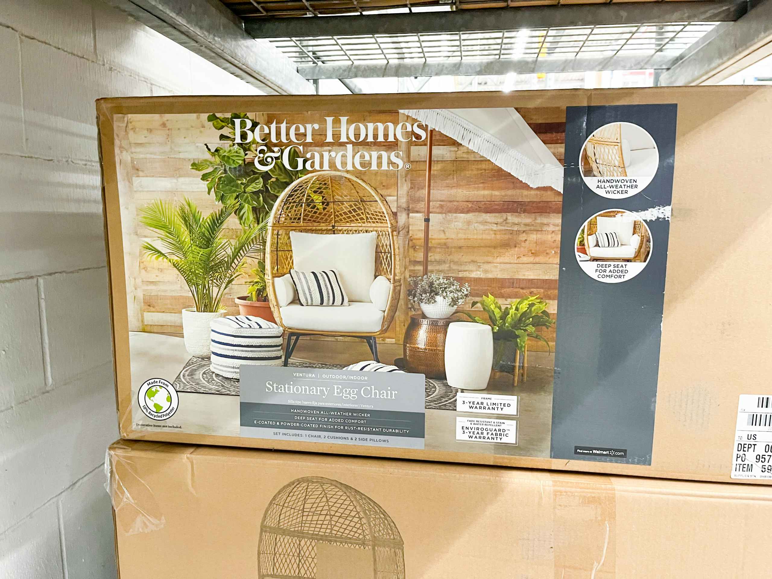 egg chair in box at Walmart