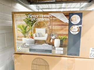 egg chair in box at Walmart