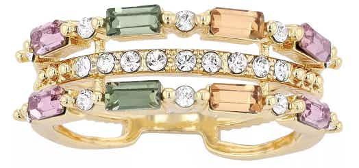 Brilliance Crystal Baguette Triple Row Ring