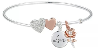 Brilliance Two-Tone "Love" Crystal Charm Bracelet
