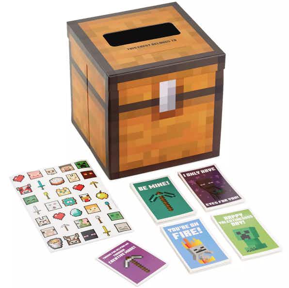 Hallmark Minecraft Valentine's Day Cards & Mailbox for Classroom Exchange