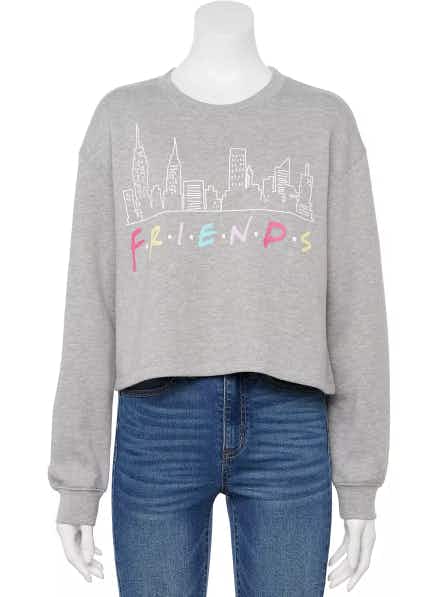 Juniors' Friends Cityscape Cropped Long Sleeve Tee