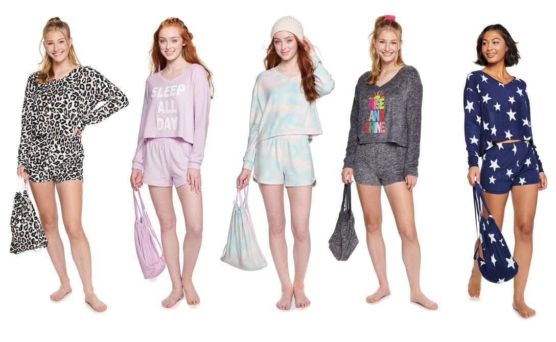 Juniors' SO® Boxy Long Sleeve Pajama Top & Pajama Shorts Set