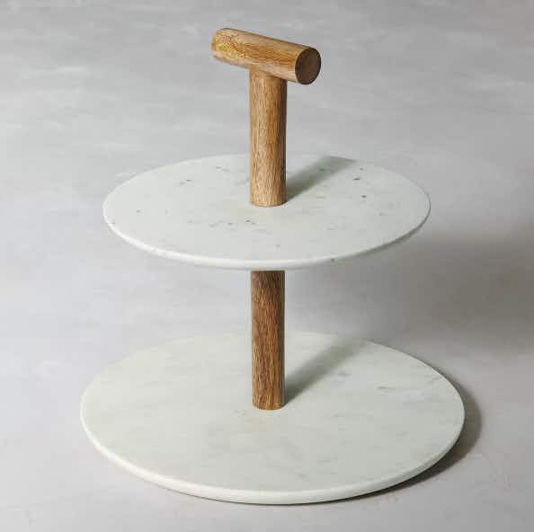 LC Lauren Conrad Marble Wood 2-Tier Decorative Table Decor
