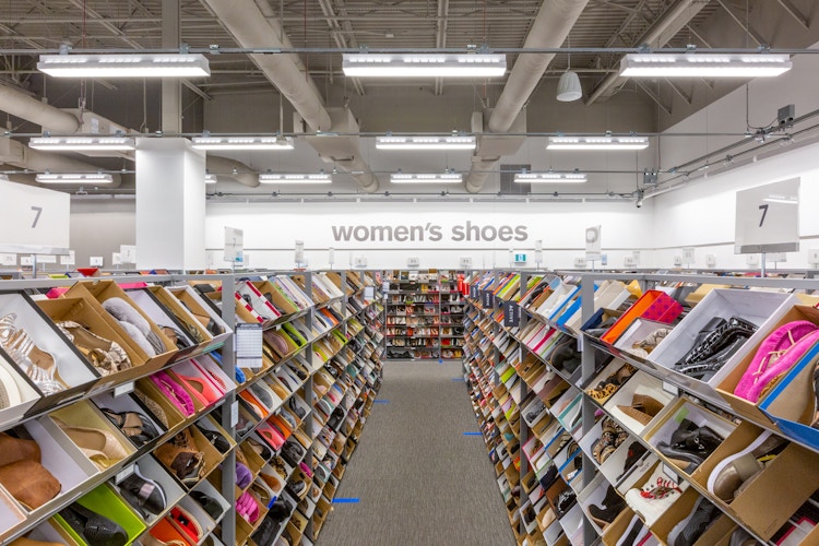 a straight-on view of the shoe aisles at nordstrom rack