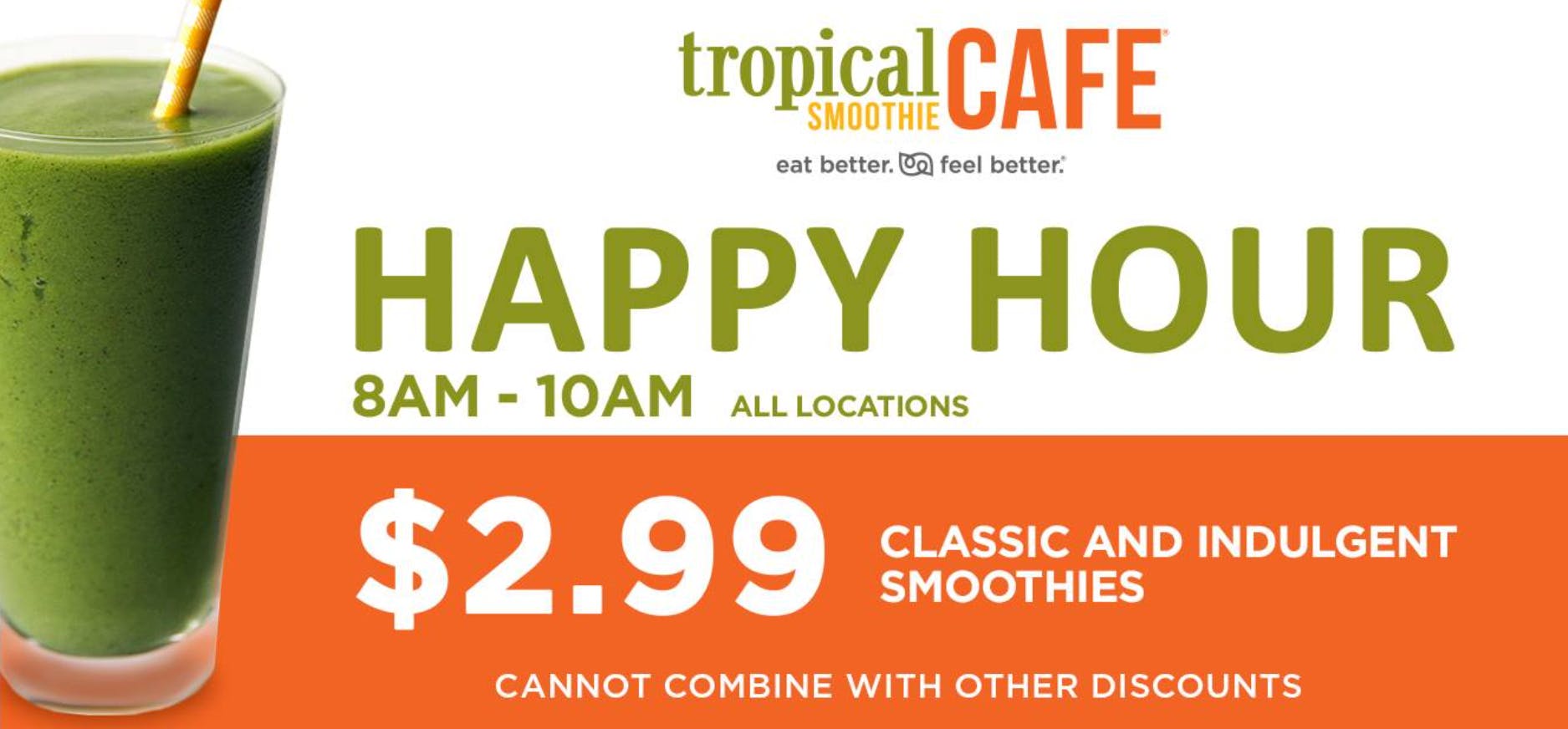 tropical smoothie happy hour advertisement