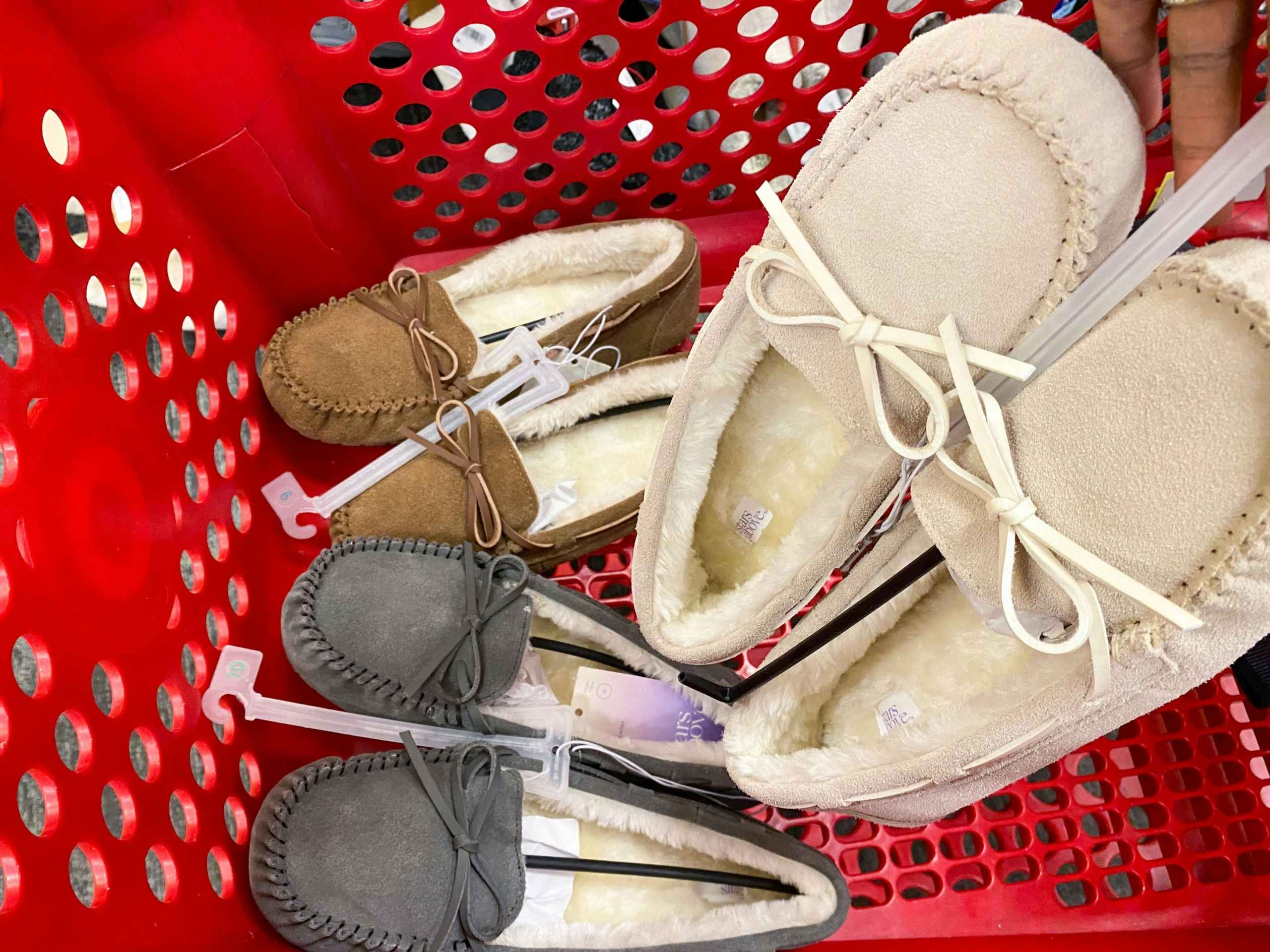 target stars above moccasins in cart