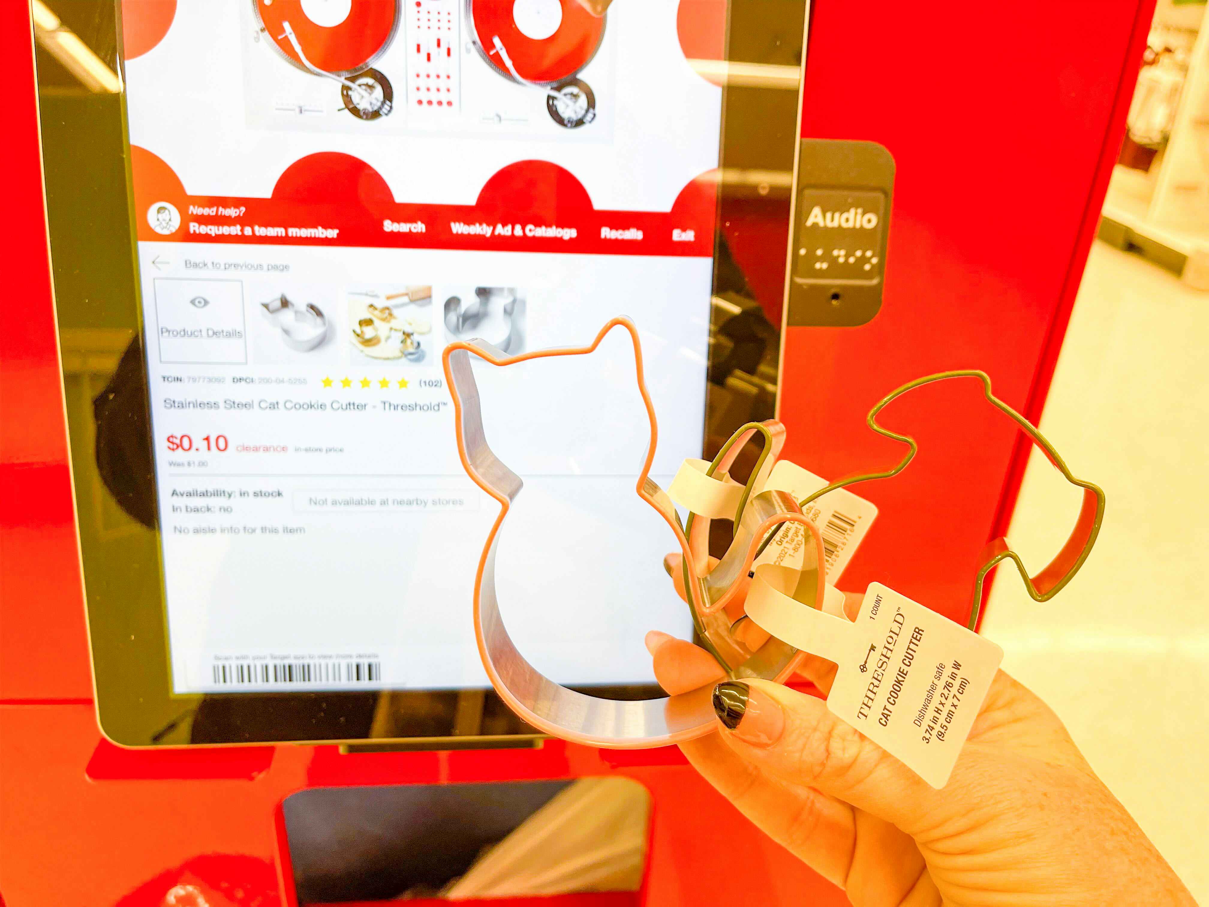 target threshold cat cookie cutter hand holding