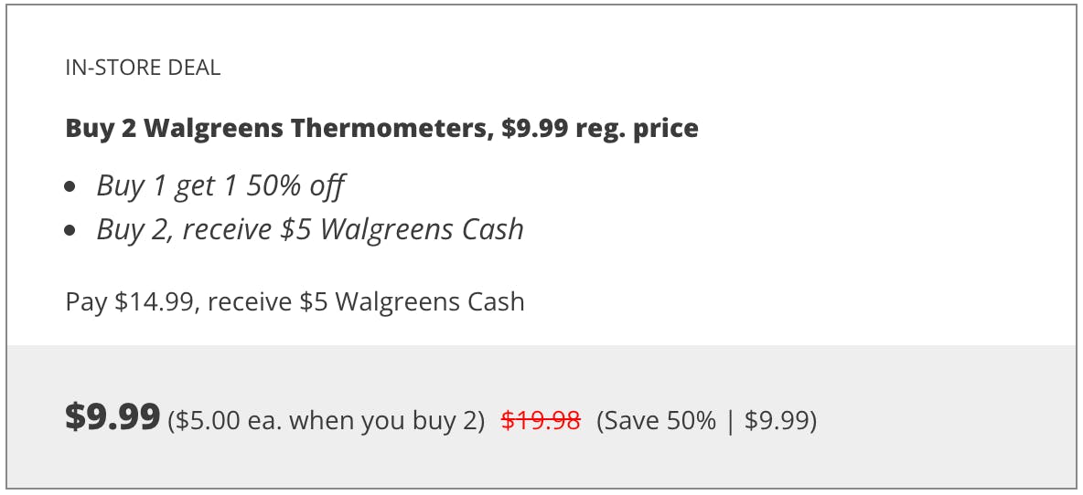Walgreens thermometer deal scenario