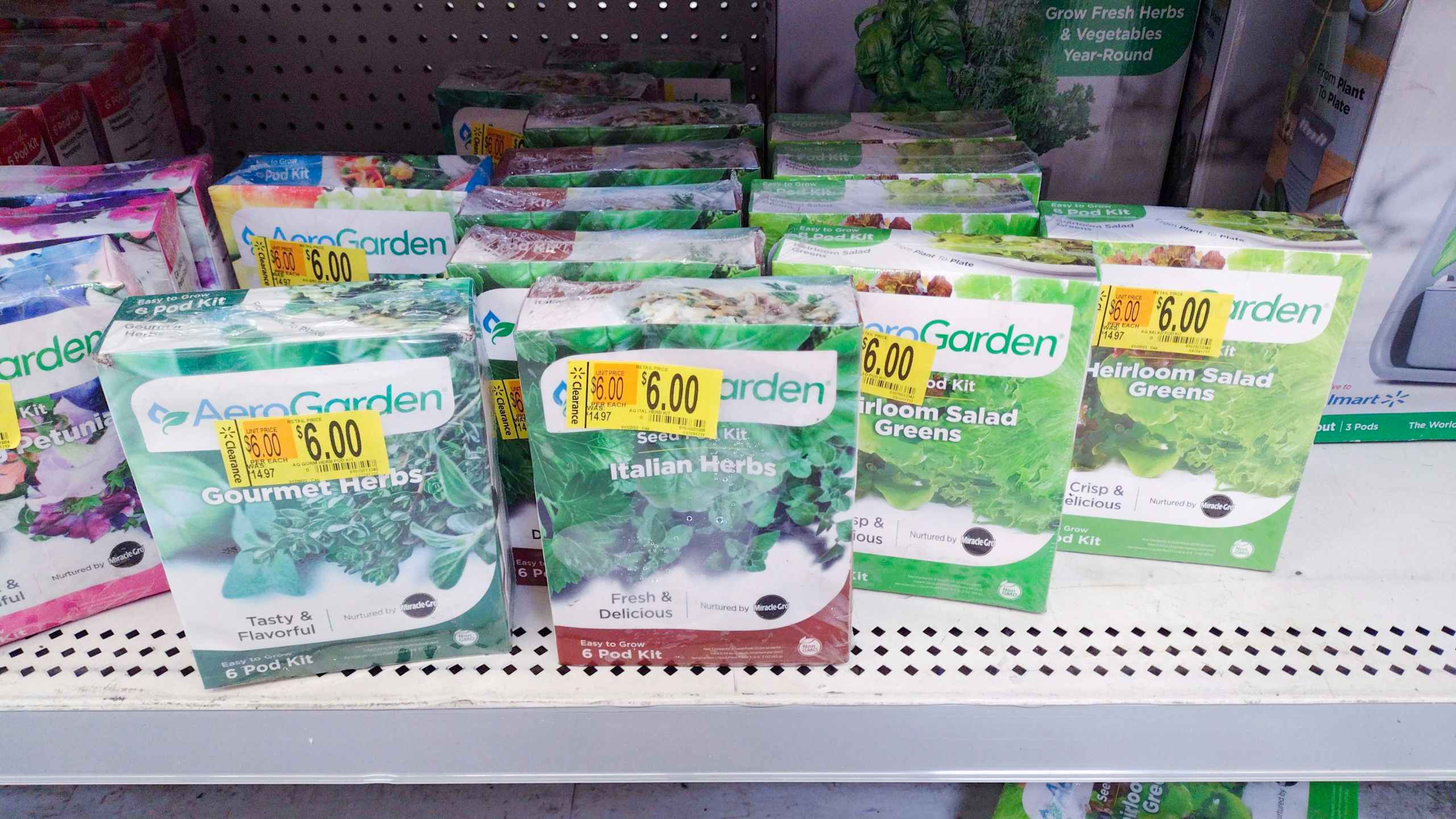 walmart aerogarden pod kits on shelf