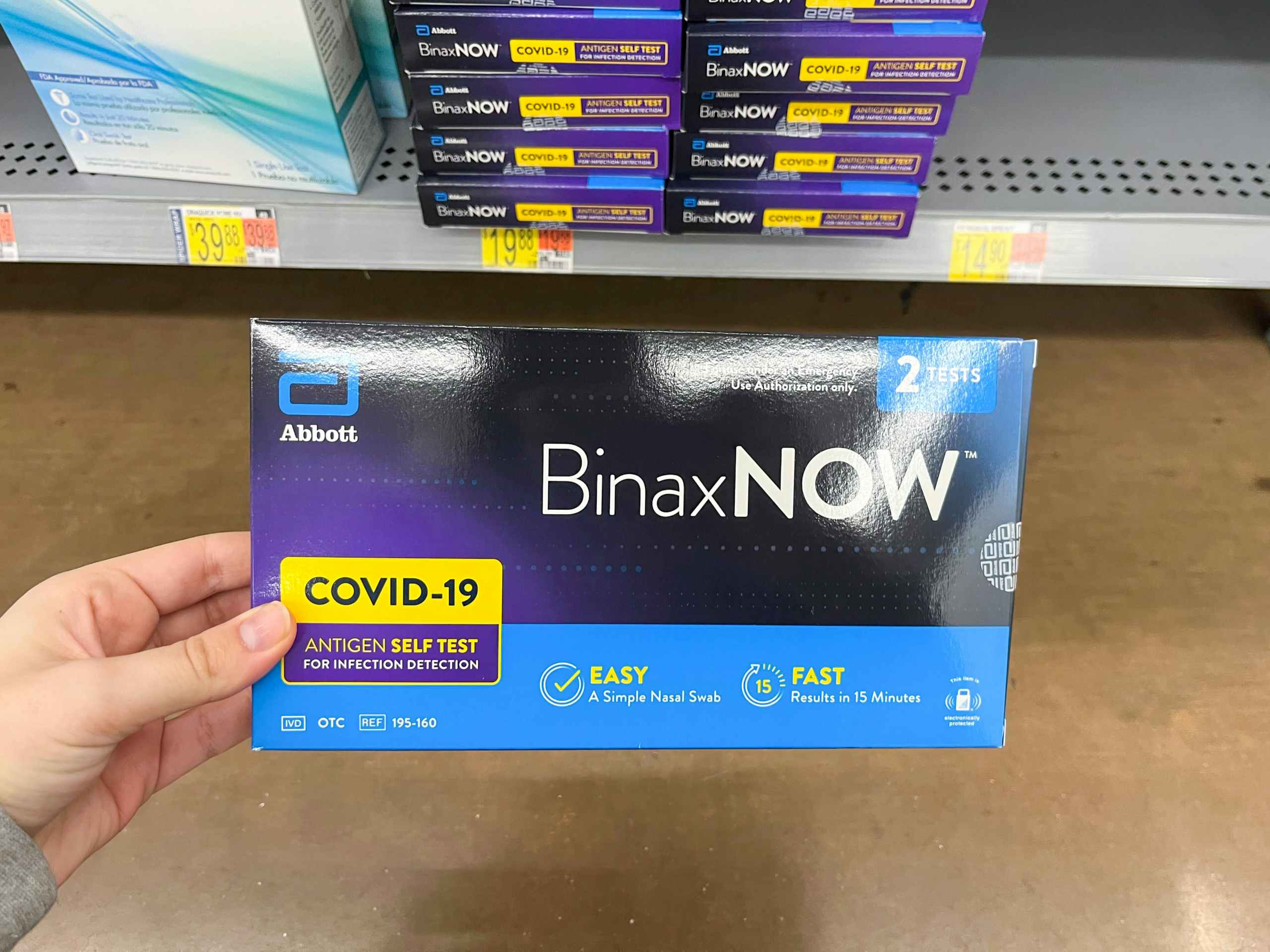 Binaxnow Covid-19 test at Walmart