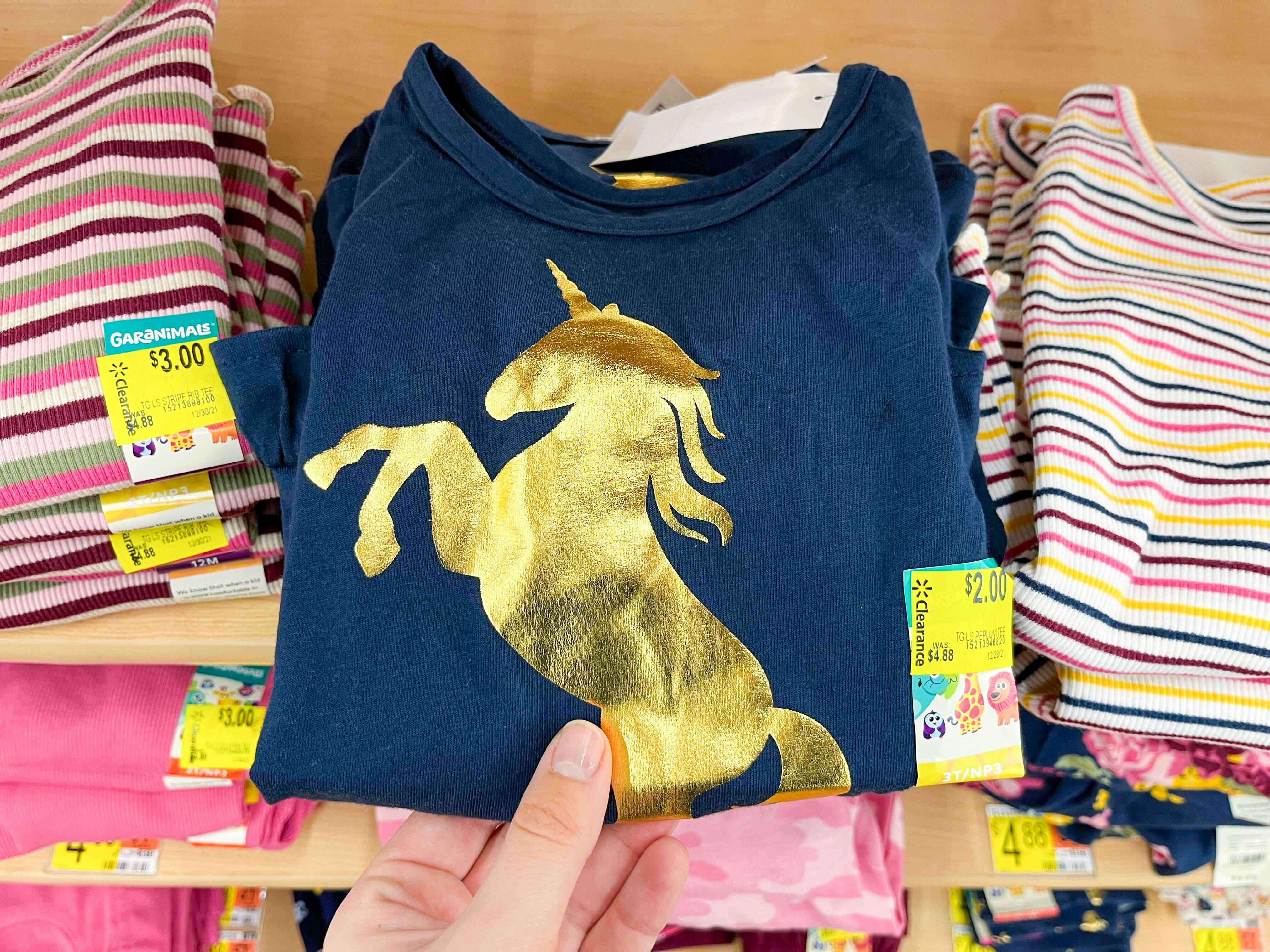 walmart garanimals baby clearance peplum unicorn tee hand holding