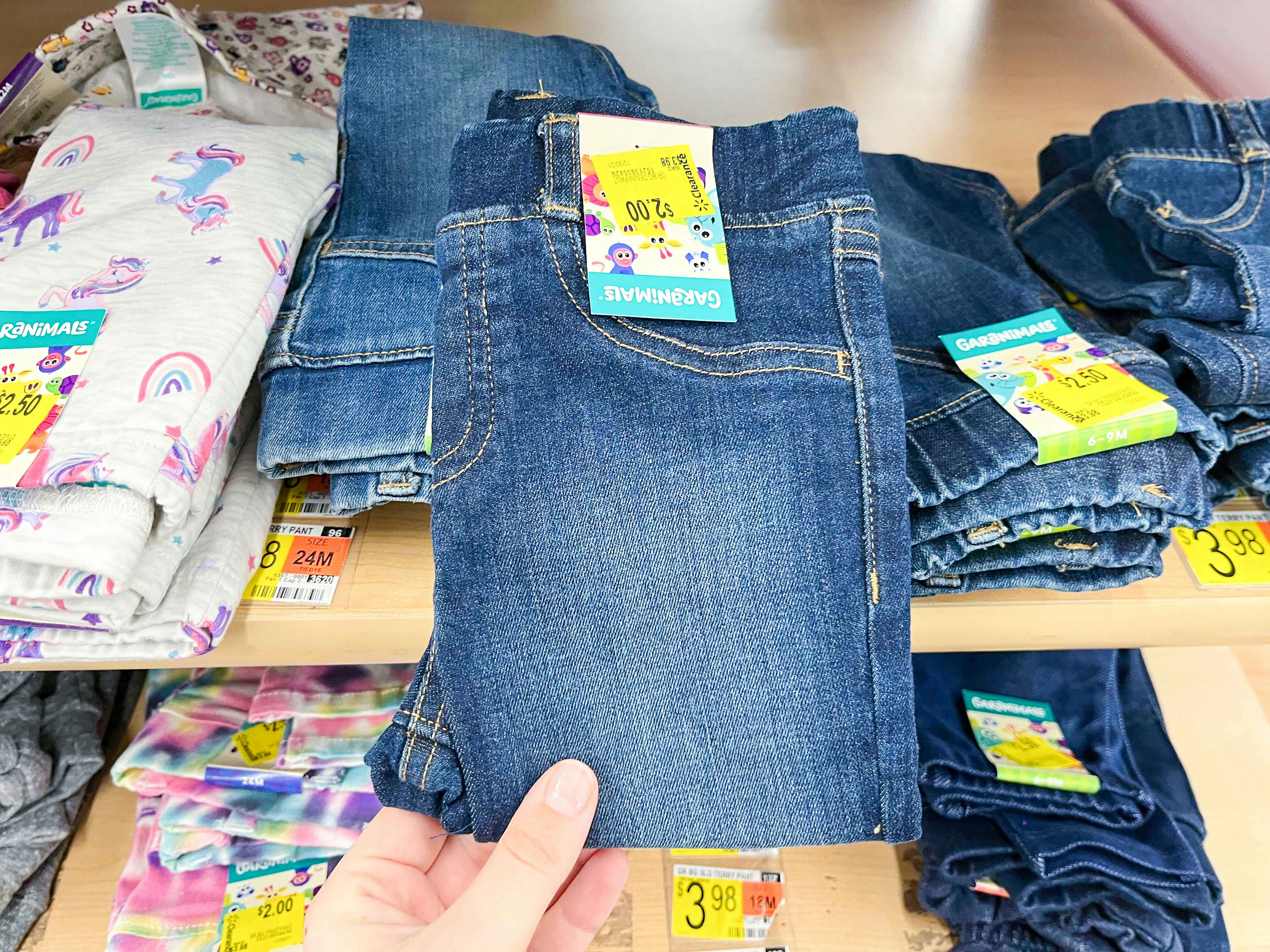 walmart garanimals baby clearance skinny jeans hand holding