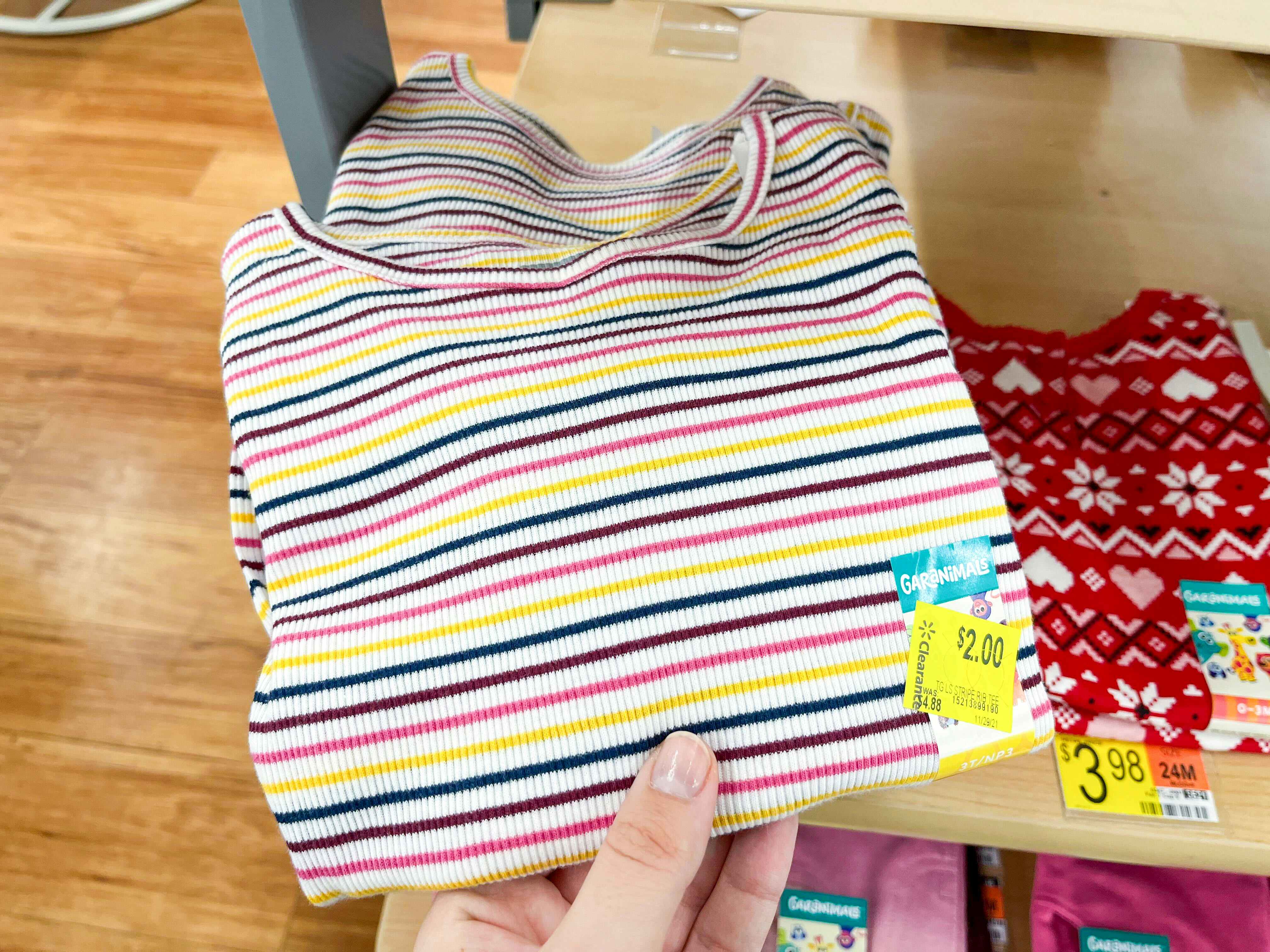 walmart garanimals baby clearance striped tee hand holding