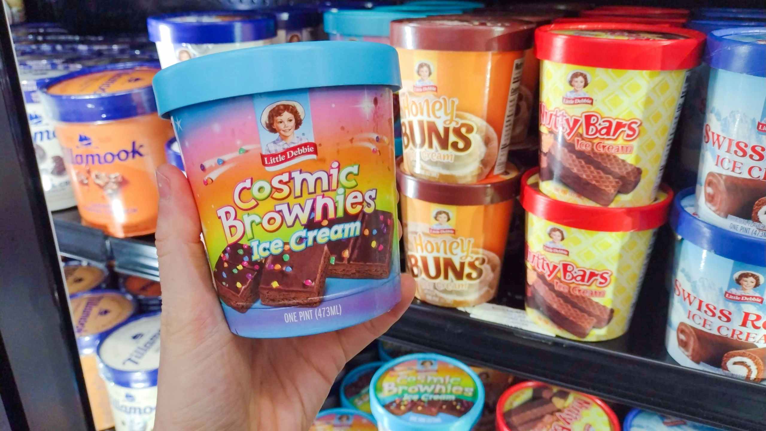 walmart little debbie ice cream hand holding cosmic brownies