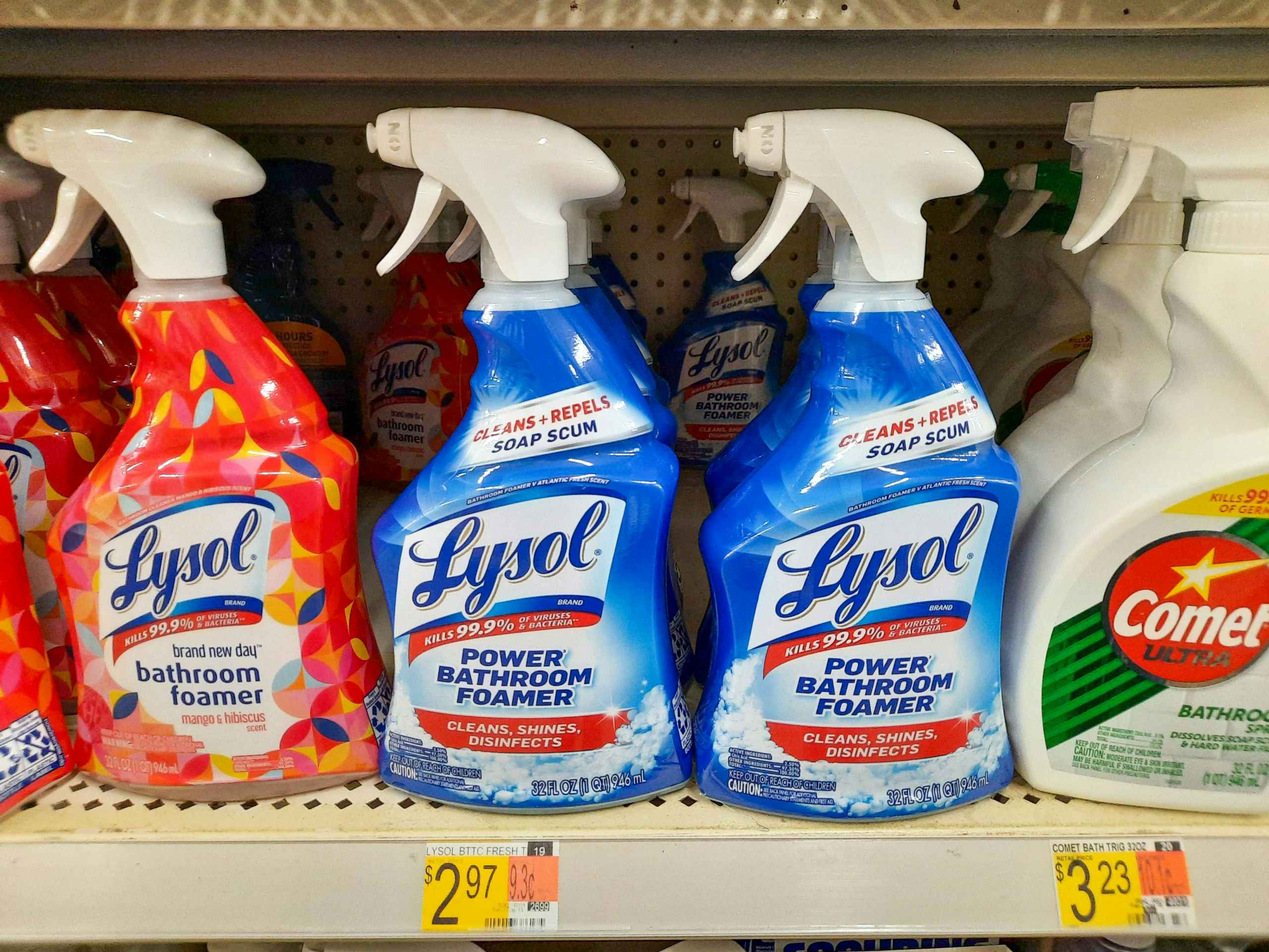 walmart lysol bathroom cleaner on shelf