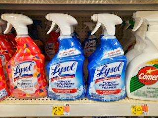 walmart lysol bathroom cleaner on shelf