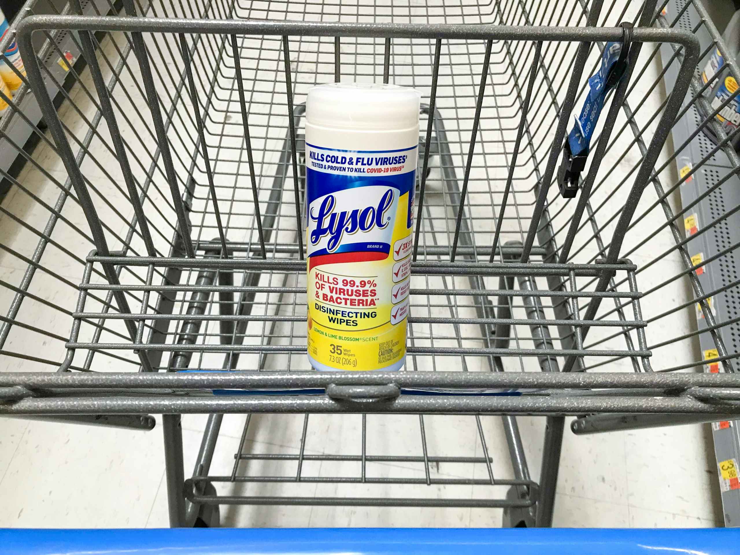 walmart lysol disinfecting wipes in cart