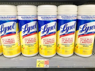walmart lysol disinfecting wipes on shelf