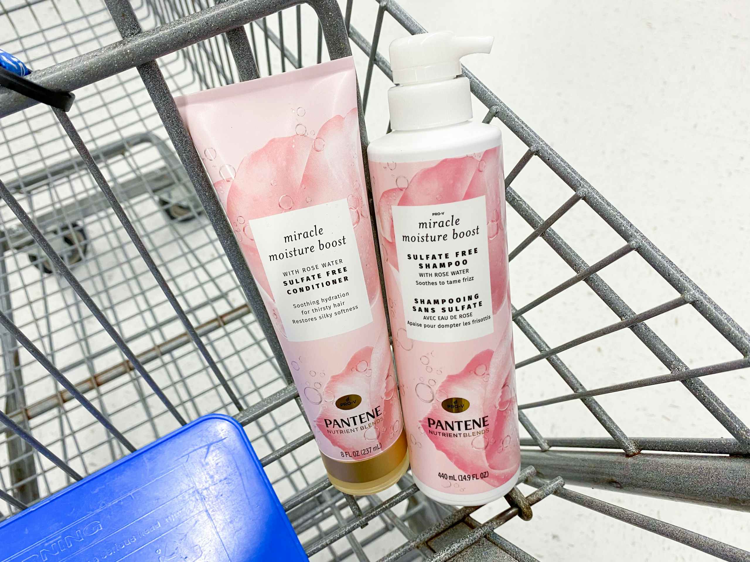 Pantene Nutrient Blends Shampoo and Conditioner in Walmart shopping cart