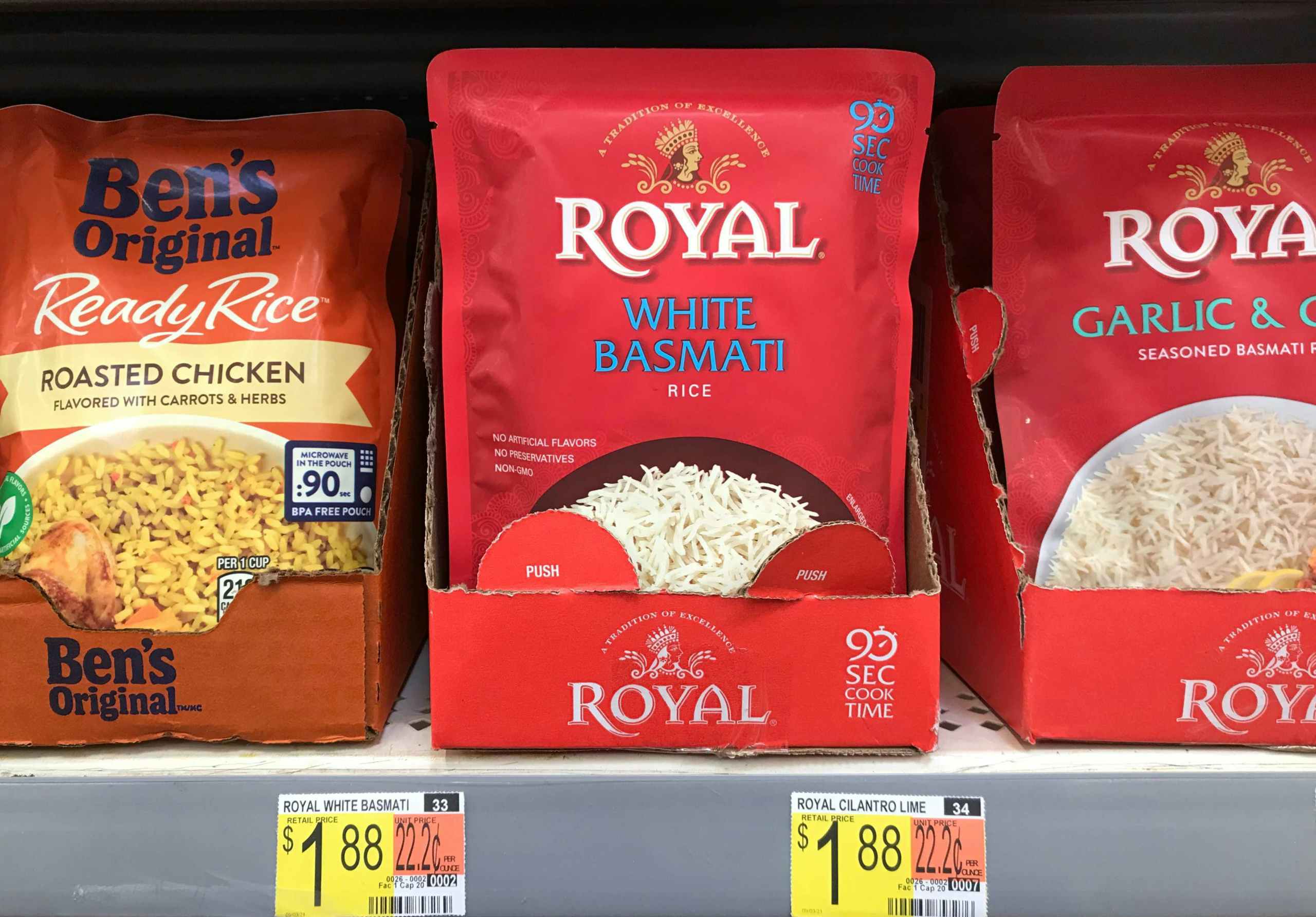 Royal ready to heat rice at Walmart