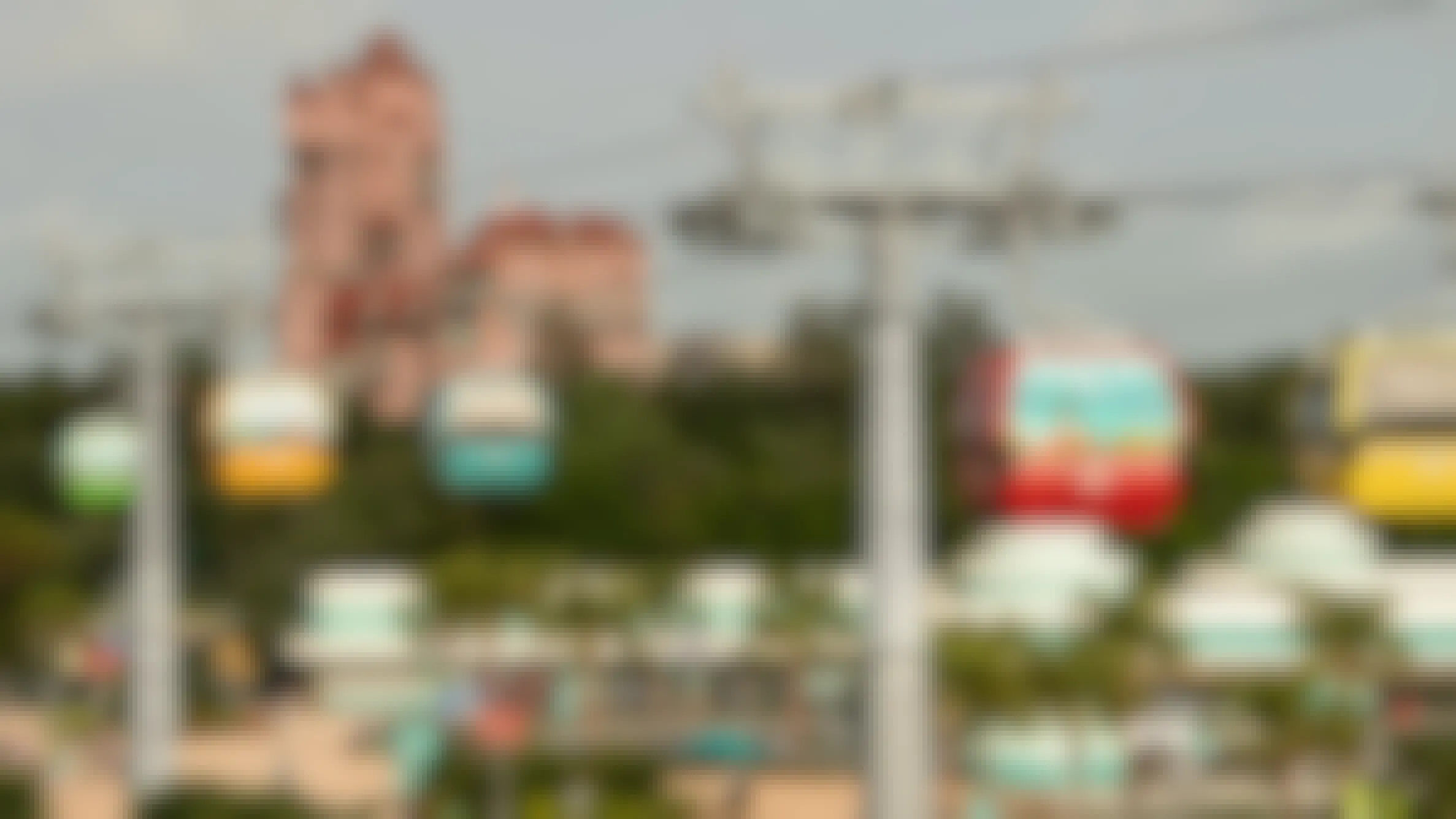 Walt Disney World Disney Skyliner gondola with Tower of Terror in the background
