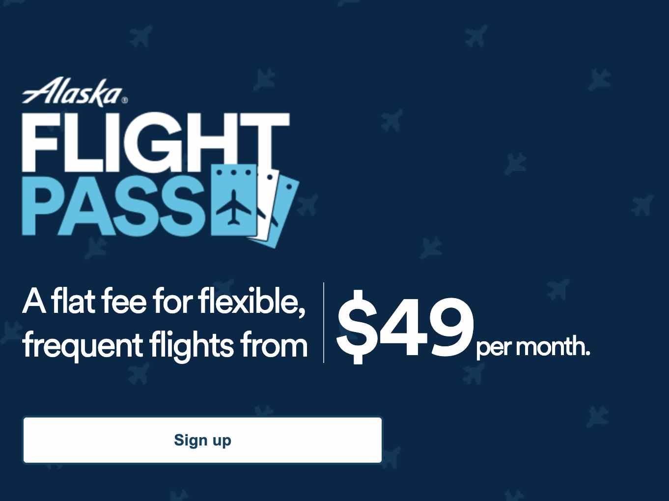 Alaska Airlines Flight Pass ad on their website