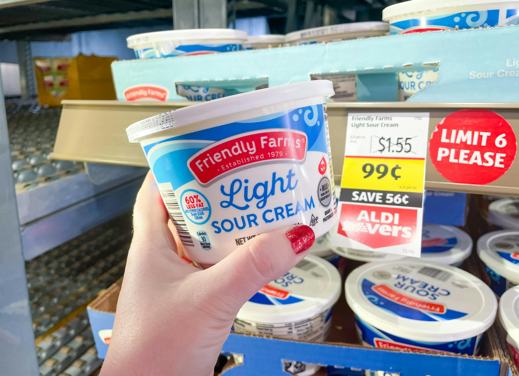Friendly Farms Light Sour Cream, Only 0.99 at Aldi The Krazy Coupon Lady