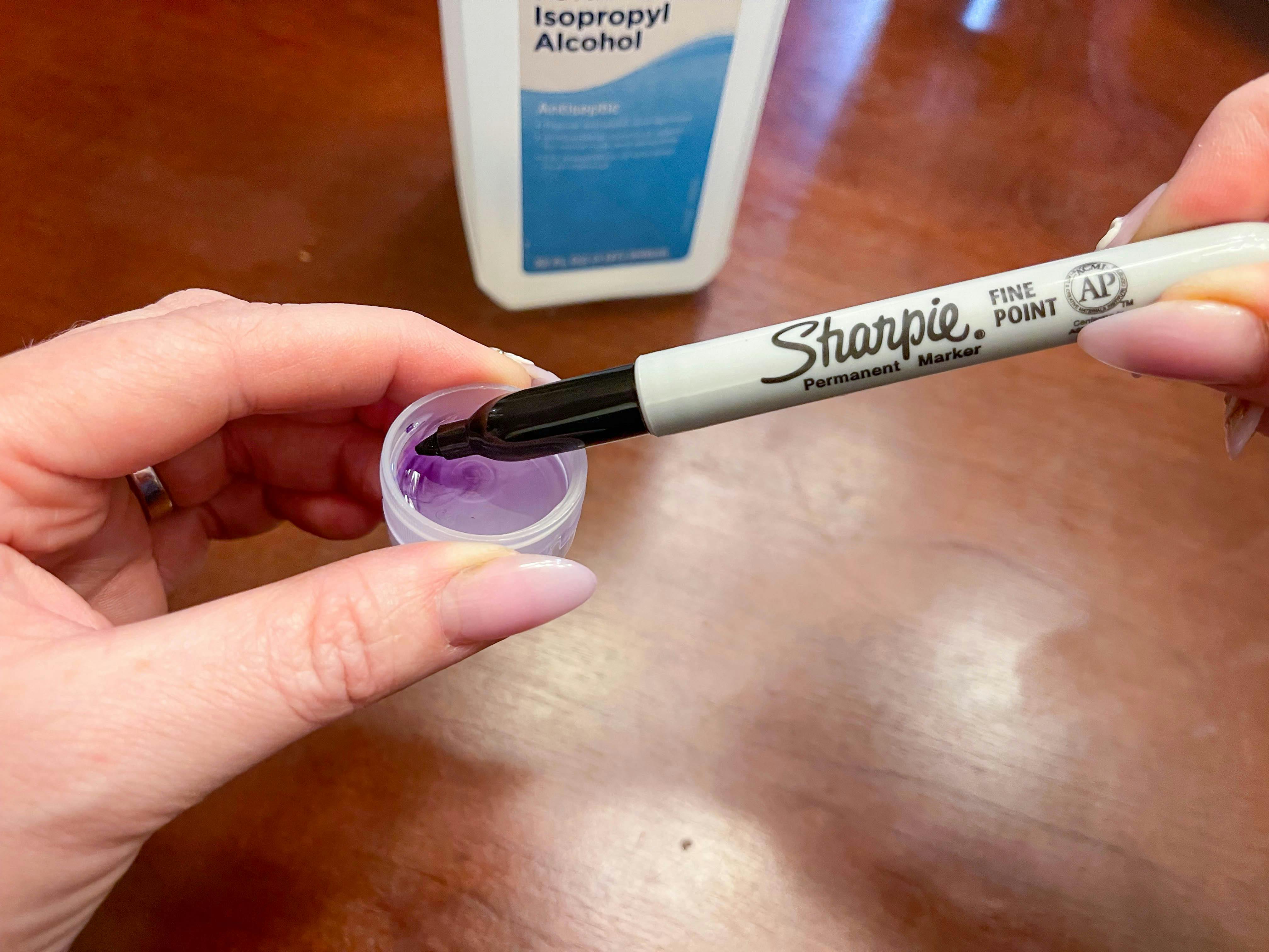dipping a sharpie in alcohol