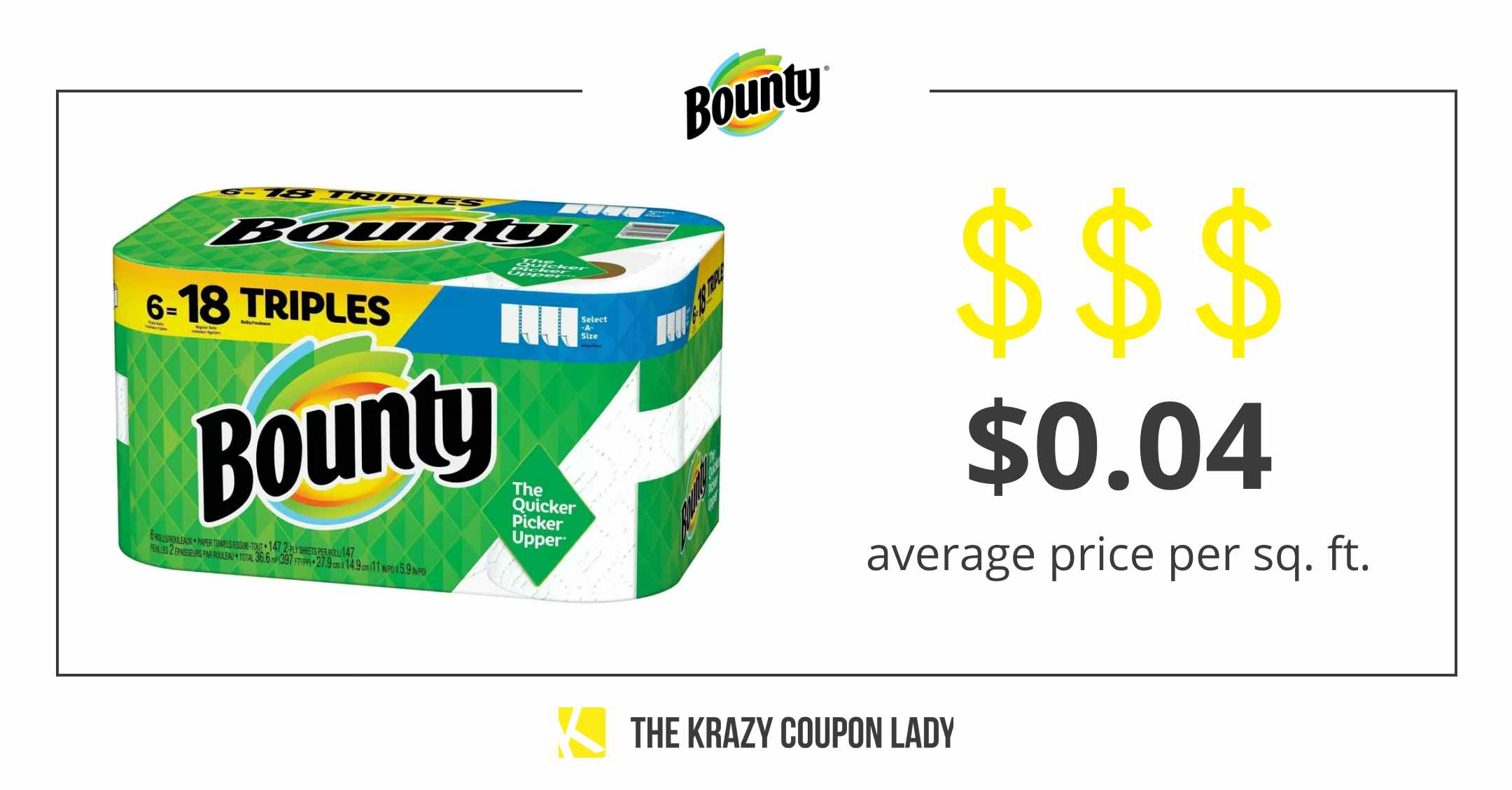 bounty paper towels average price per square foot graphic