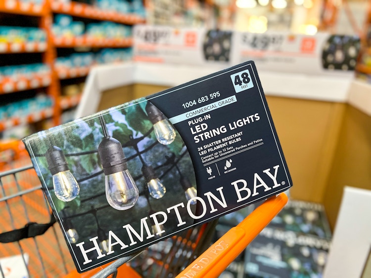 Hampton Bay string lights in cart