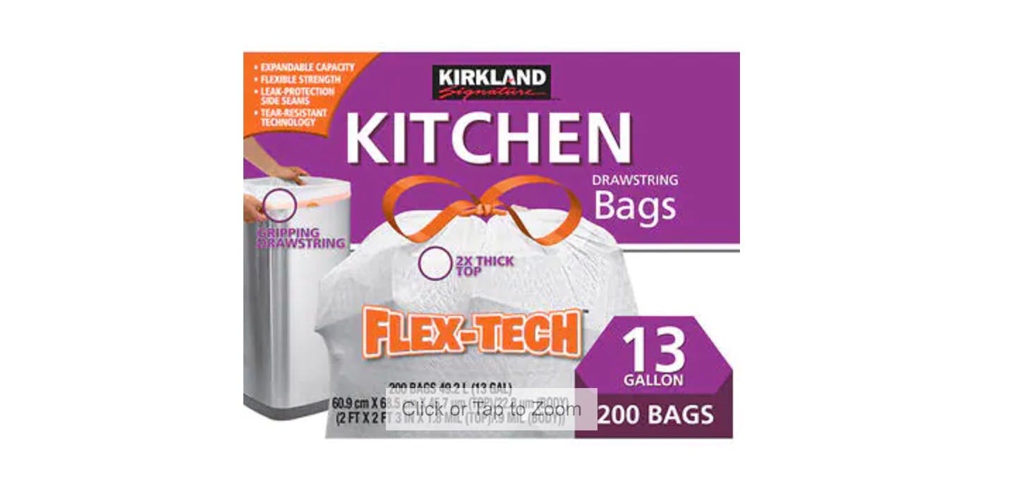 Kirkland Signature Blue Recycling Bags with drawstrings Pack of 100  Costco