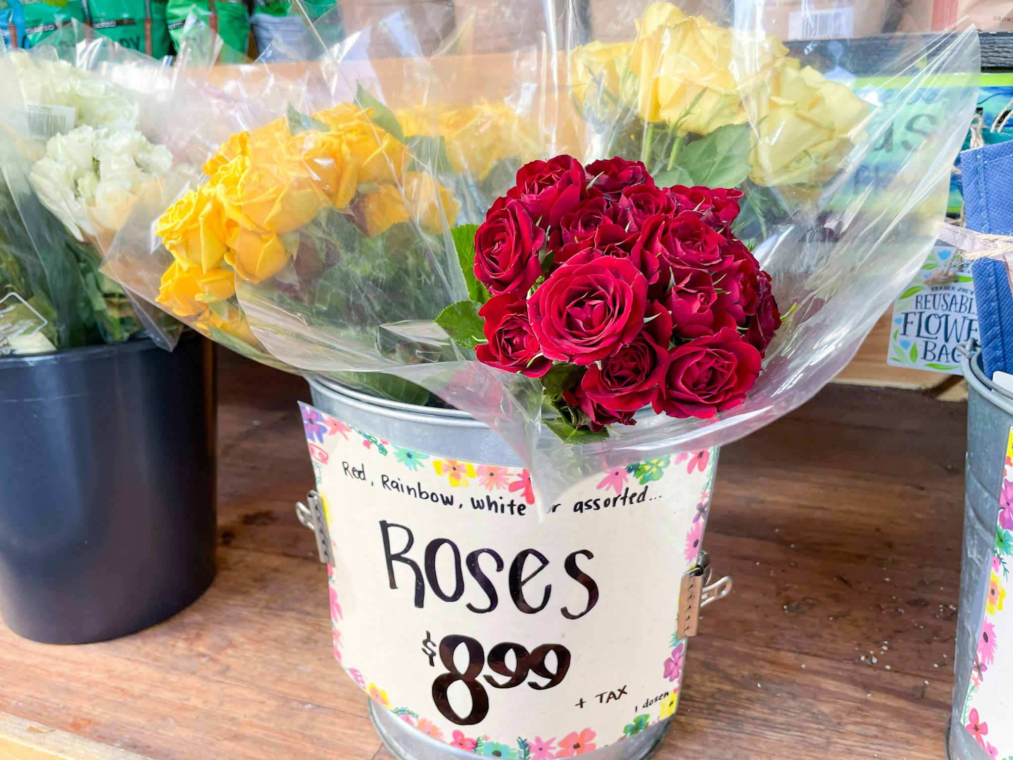 single tin of assorted roses at trader joes for $8.99