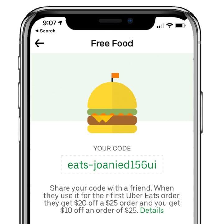 iphone screen showing exclusive KCL uber eats coupon code