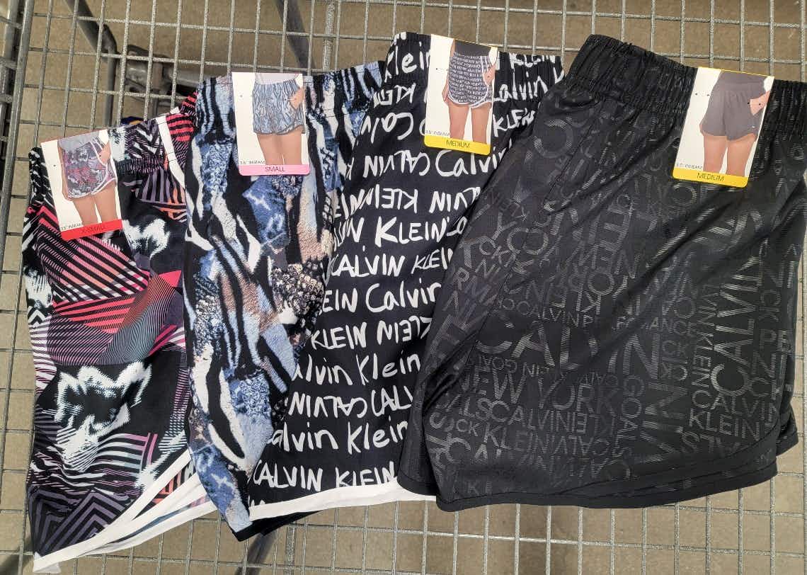 4 pairs of calvin klein active shorts in a cart