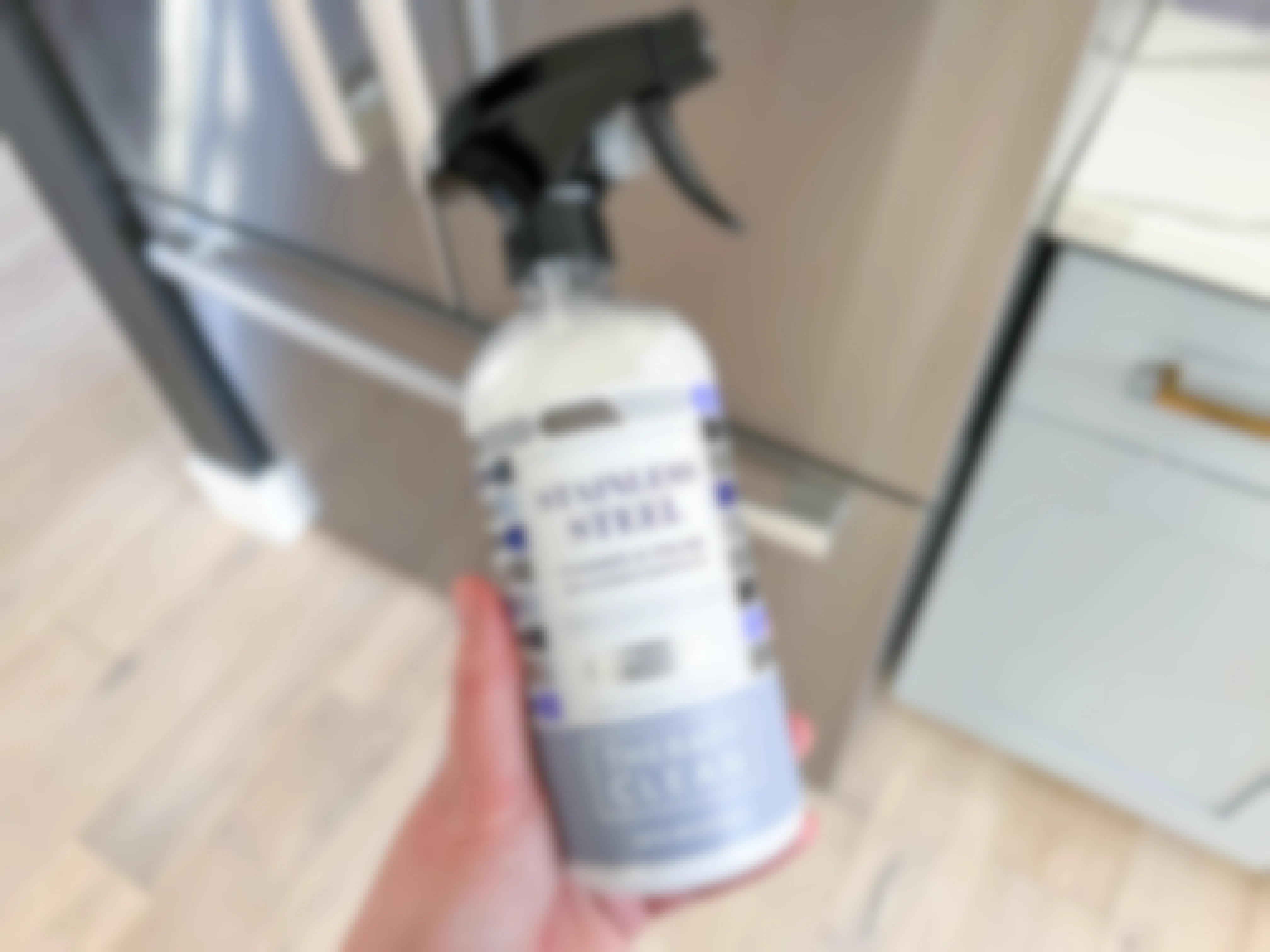 someone holding therapy stainless steel cleaner