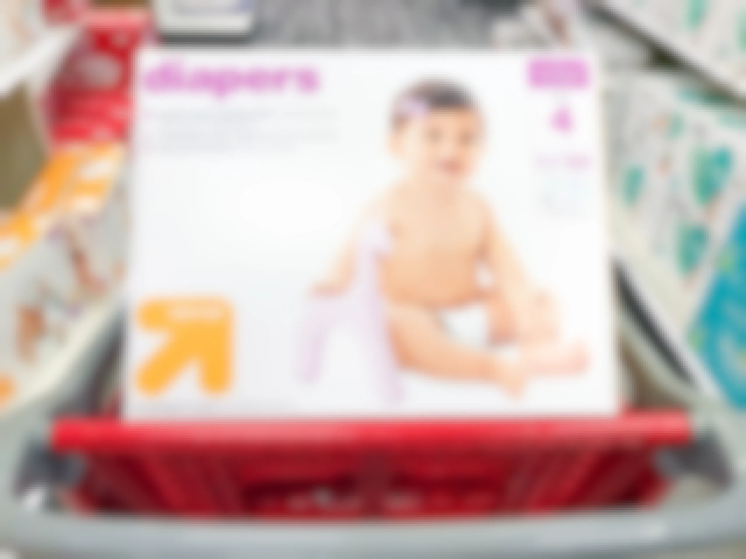 up & up diaper box in Target shopping cart