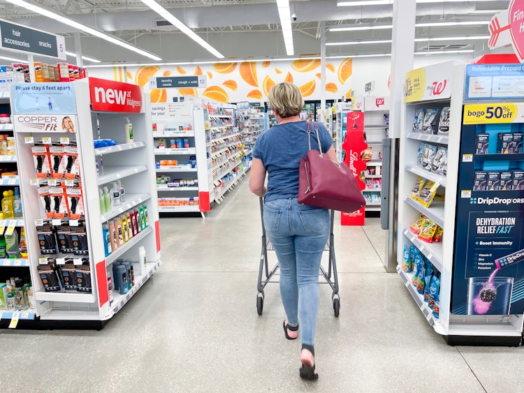 Woman shopping at walgreens 