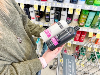 holding tresemme shampoo and conditioner