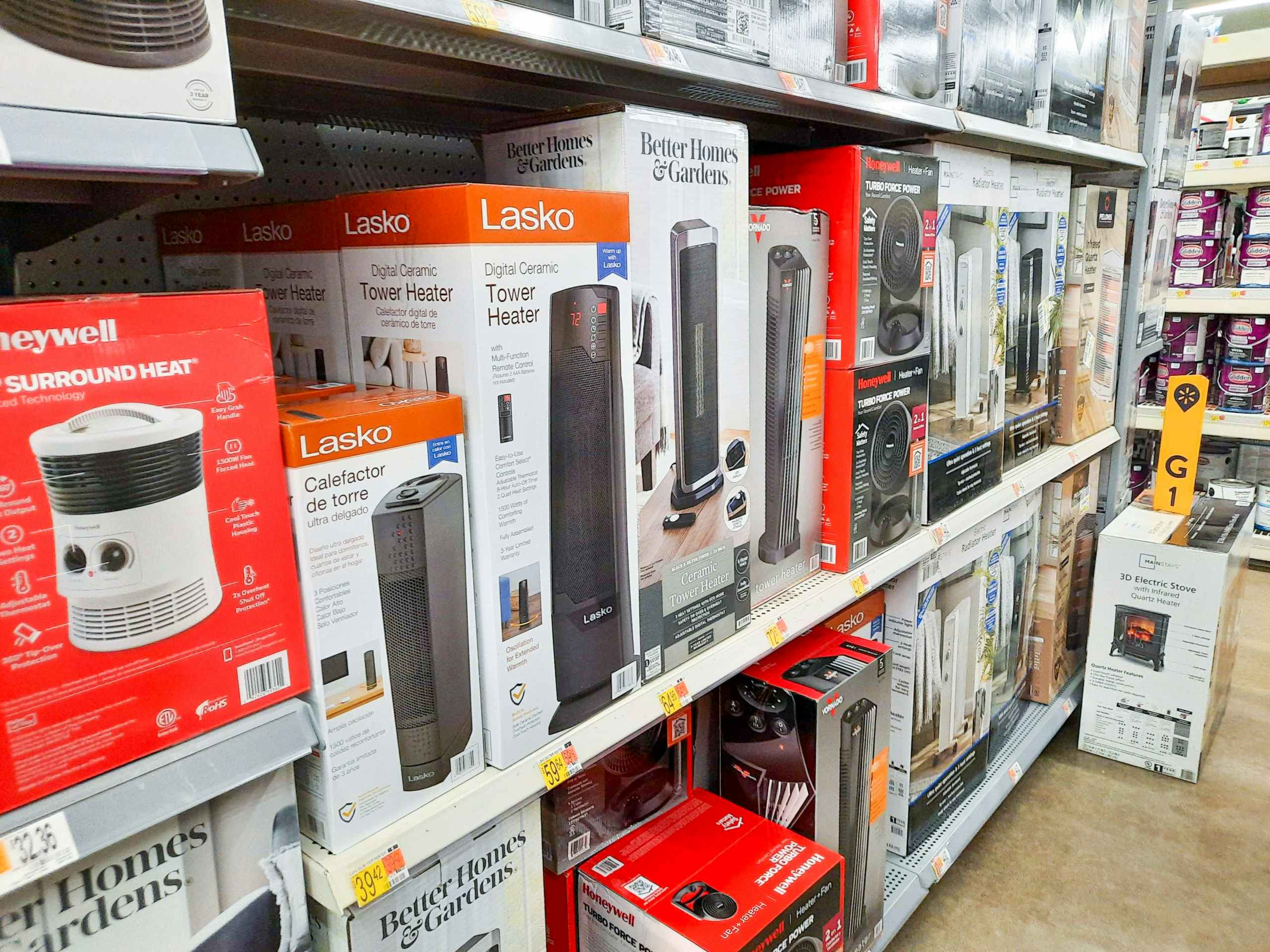 Heater aisle at Walmart