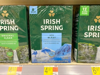 walmart irish spring bar soap on shelf