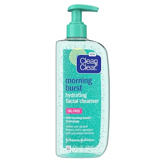 A bottle of Clean & Clear morning burst facial cleanser.