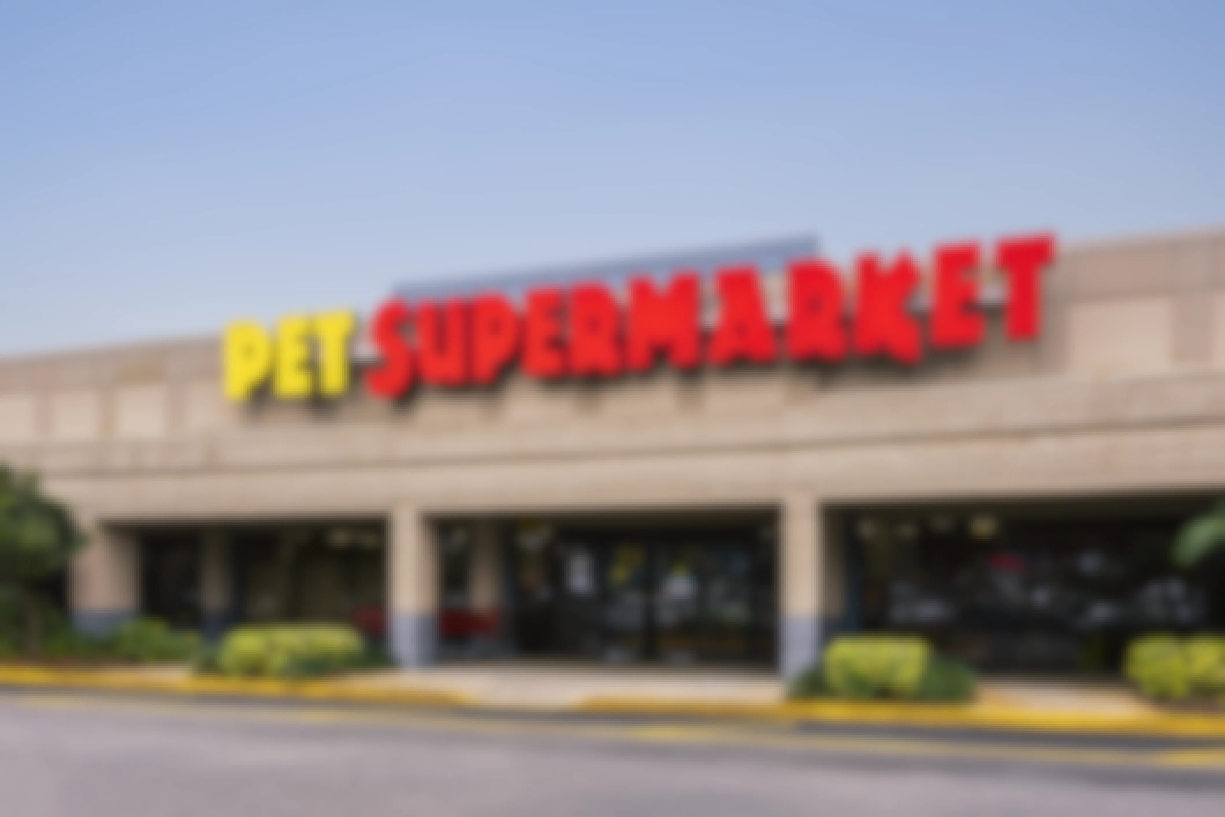 pet supermarket store building front entrance parking lot