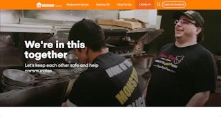 - A banner from the COVID-19 page on Grubhub's website. It says