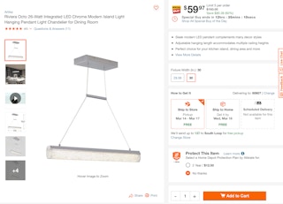 Home Depot special buy of the day light fixture screenshot