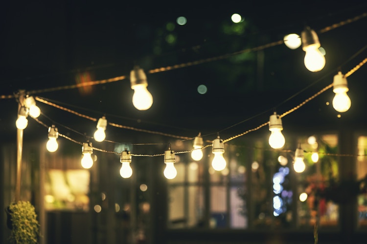 outdoor lights hung up