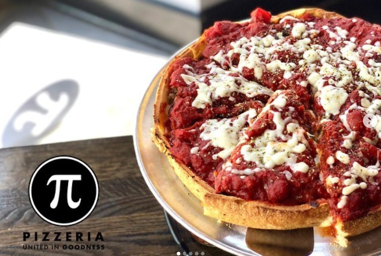 pi pizzerias advertisement for deep dish pizza